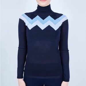 L'Etoile Sport CHEVRON MERINO MOCK NECK SWEATER